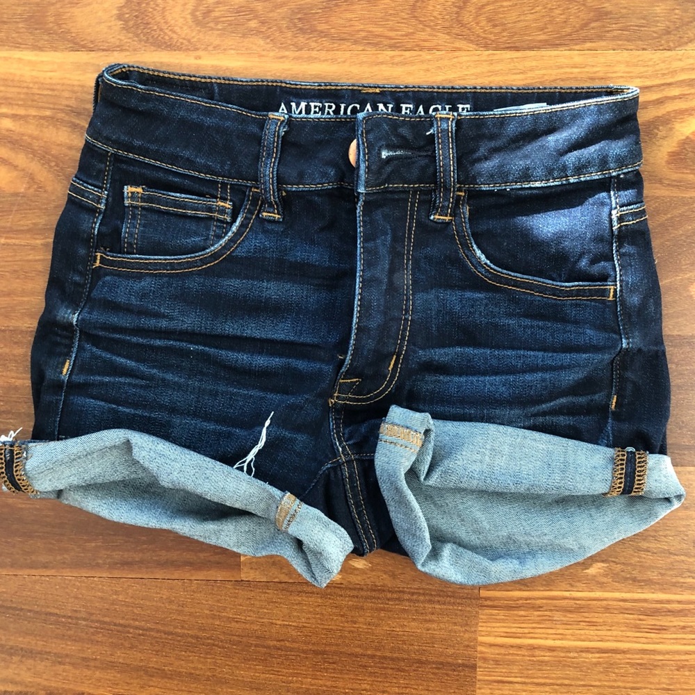 american eagle high waisted jean shorts size 00
